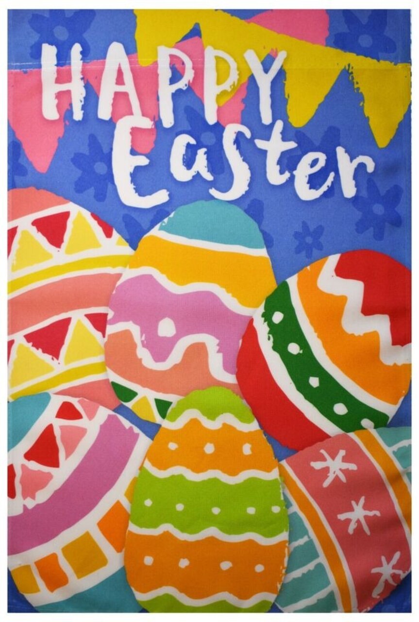 Happy Easter Decorative Garden Flag12"X18" Happy Easter Sign Easter Bunny & Eggs